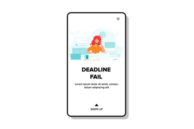 Deadline Fail Stressed Woman Workplace Vector Illustration