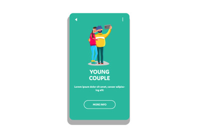 Young Couple Make Selfie Photo On Phone Vector