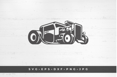 Classic hot rod car silhouette vector illustration