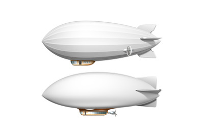 Blimp Blank Helium Airship Transport Set Vector