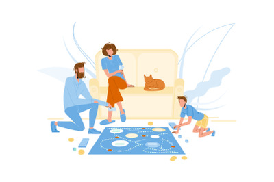 Family Playing Board Game On Room Floor Vector