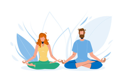 Consciousness Mind Meditating Man And Woman Vector