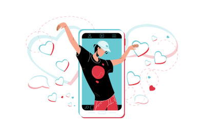 Crazy Dance Dancing Man On Phone Screen Vector