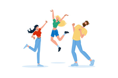 Happy People Jumping Enthusiasm Emotion Vector Illustration