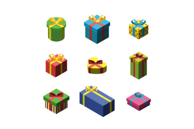 Gift Box Different Size Collection Set Vector