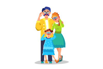 Family With Bad Vision Wearing Eye Glasses Vector