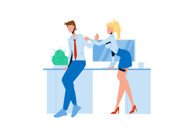 Woman Employee Harassment Man Colleague Vector Illustration