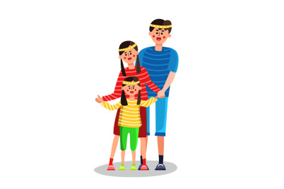 Happy Family Father, Mother And Little Girl Vector