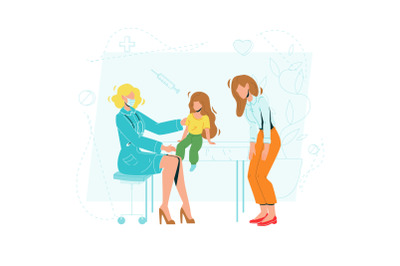 Mother With Child Baby In Pediatric Clinic Vector