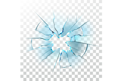 Smashed Glass Window Broken Bullet Hole Vector