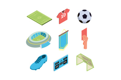 Soccer Game Sport Equipment Collection Set Vector