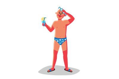 Sunburn Body Pain Man With Cocktail Glass Vector