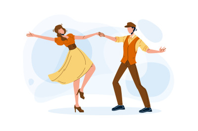 Swing Dance Party Dancing Young Couple Vector