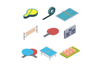 Table Tennis Game Equipment Collection Set Vector