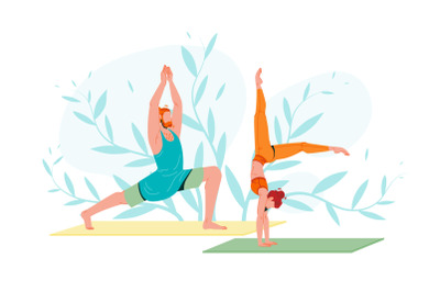 Young People In Sportswear Practicing Yoga Vector