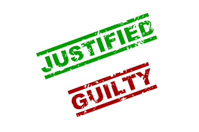 Guilty and justified rubber stamp