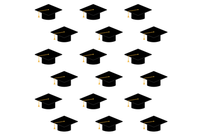 Cap or hat for ceremony university graduation seamless pattern