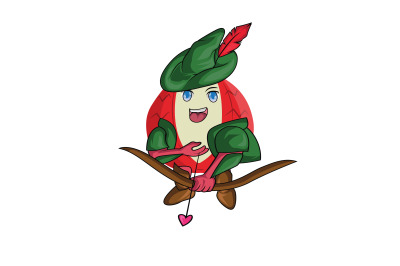Lychee Fruit Robin Hood Cartoon Character