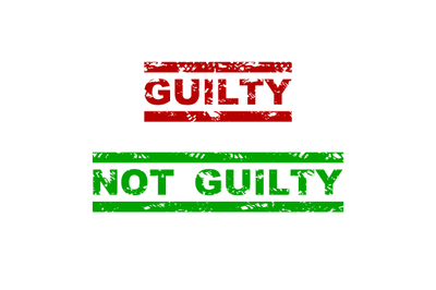 Guilty and not guilty rubber stamp