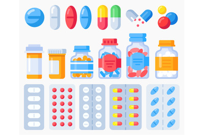 Pharmaceutical pills&2C; medicine bottles and pills in blister packs