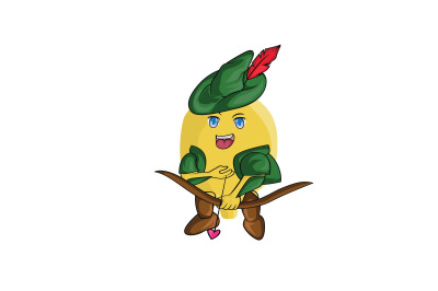 Lemon Fruit Robin Hood Cartoon Character