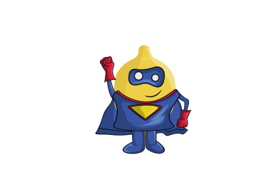 Lemon Fruit Super Hero Cartoon Character