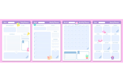 Cute planner templates. Daily, weekly, monthly and yearly planners