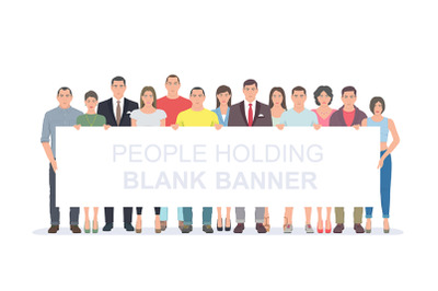 People with banner