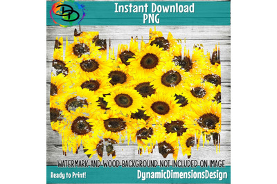 Distressed Sunflower Sublimation&2C; Sunflower png&2C; Sunflower printable&2C;
