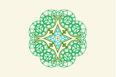 Ornament Abstract Green Tosca Blue Orange Color