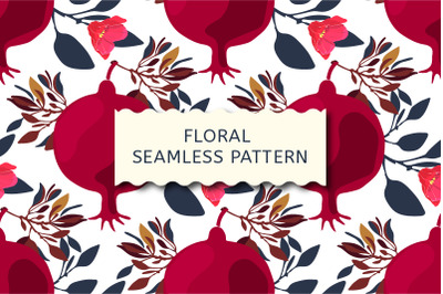 Floral seamless pattern. Pomegranates.