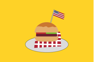 American burger with flag sticks