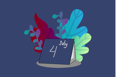 Flat Illustration with Calendar of American Independence Day