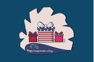 American Gift for Independence Day with Quotes Flat Illustration