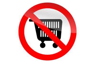 No shopping symbol, ban cart icon