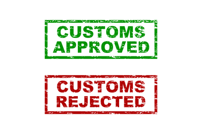 Customs approved and rejected rubber stamp