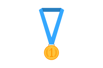 Golden medal with ribbon isolated