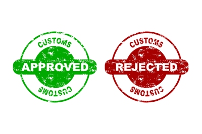 Customs approved and rejected rubber stamp seal