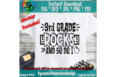 Third Grade Rocks SVG&2C; 3rd Grade game On&2C; First Day of School SVG&2C; bac