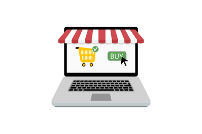 Buy online store. Laptop with web shop