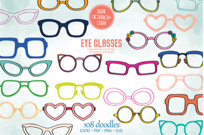 Colored Glasses, Nerd Frames, Eye wear, Sunglasses, Hand drawn shades