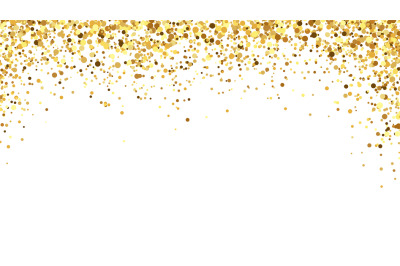 Golden confetti background. Sparkling and shiny tinsel decoration for