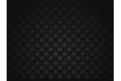 Luxury quilted background. Upholstery or matte black leather texture f