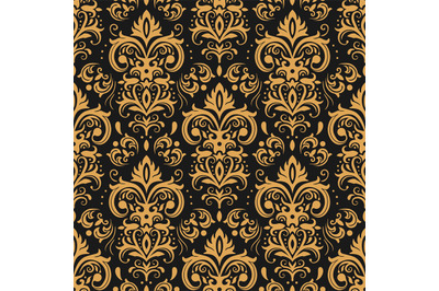 Golden damask pattern. Vintage ornament and baroque elements for decor