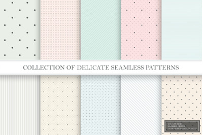 Delicate seamless dot &amp; line patterns