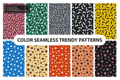 Trendy colorful seamless patterns