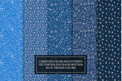 Christmas blue seamless patterns