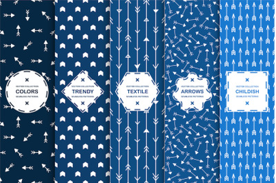 Arrow blue seamless patterns