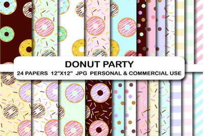 24 Donut sprinkles digital papers, Doughnut digital papers