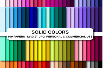 100 Solid Colors Digital Paper pack Rainbow scrapbook papers Graphics